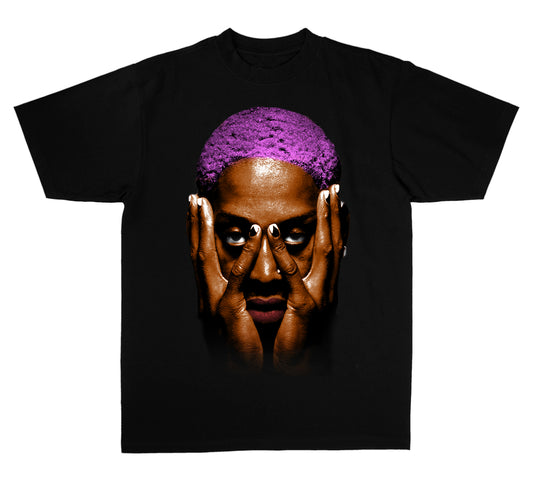 Rodman Purple Hair - Black Tee